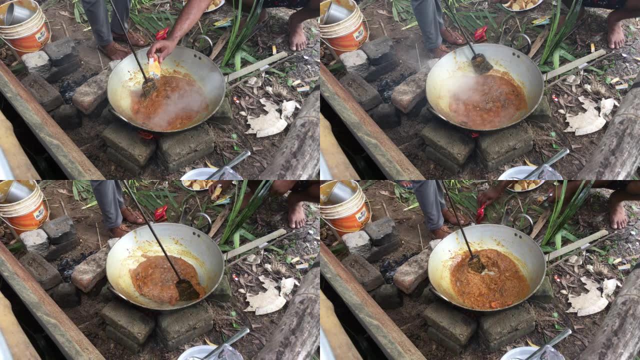 烹饪咖喱鸡肉