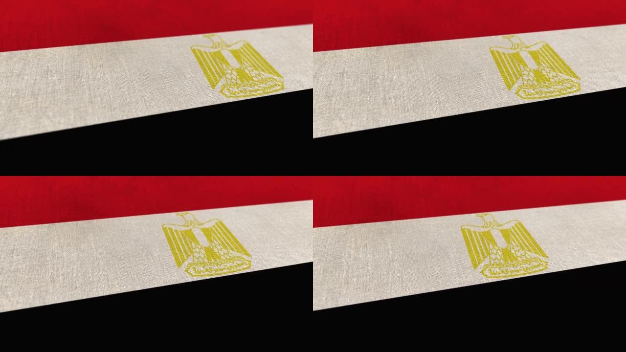 历史国旗埃及动画库存视频-埃及国旗纹理3d渲染背景-高度详细的织物图案