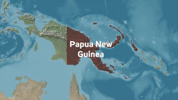 巴布亚新几内亚用文字放大世界地图