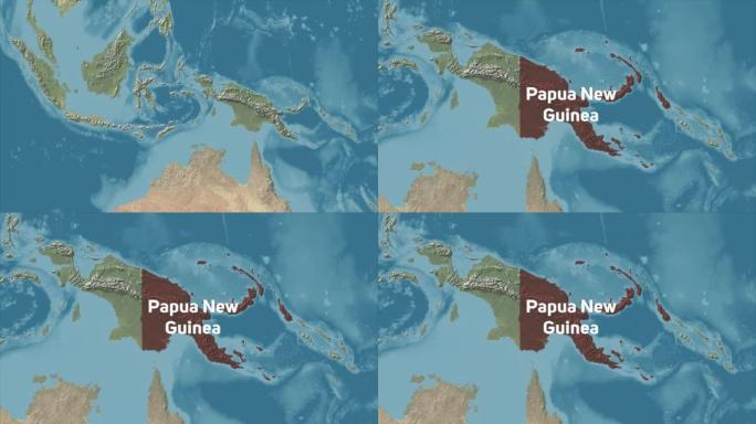 巴布亚新几内亚用文字放大世界地图