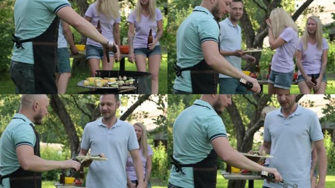 Group of happy Caucasian people in summer outdoors