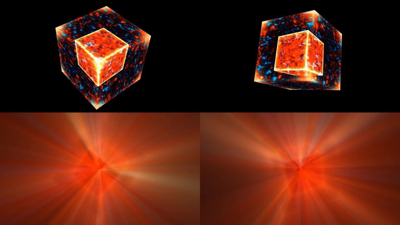 永恒的火焰力量压倒立方体神秘能量表面和强大的永恒立方体火核和快速释放能量