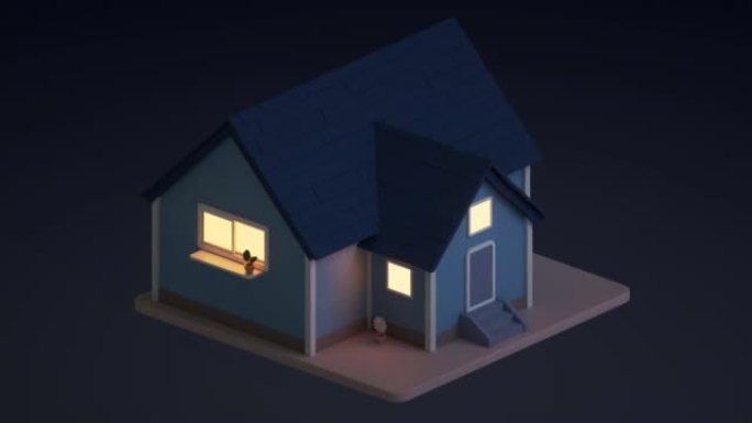 3D卡通房子，住宅房子，3d渲染。