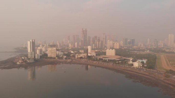 孟买市鸟瞰图，无人机视频