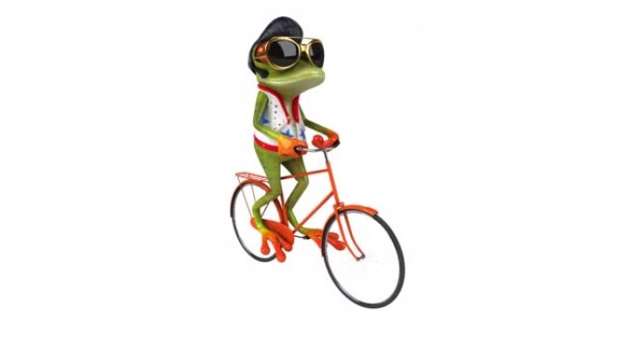 有趣的3D卡通动画青蛙摇杆与自行车