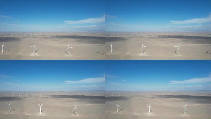 戈壁风力发电站的俯视图