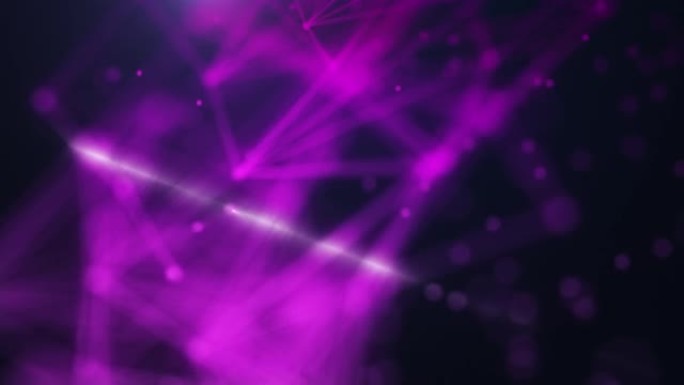 摘要神经丛数字绿波三角形状数字紫色波上流动的小颗粒在波和光抽象背景上跳舞运动。网络或技术背景。