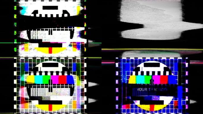 故障电视静态噪声失真信号问题错误视频损坏复古风格80年代测试