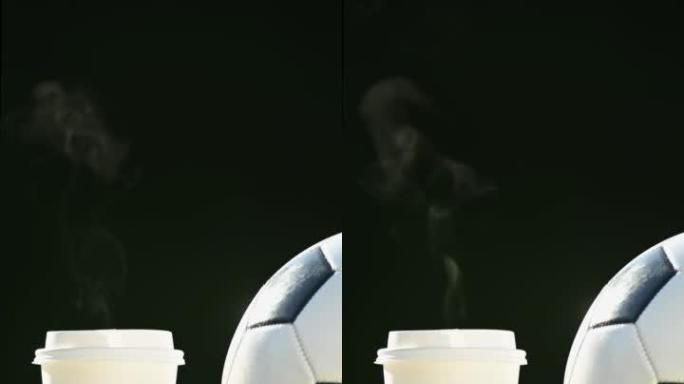 清晨足球练习的教练咖啡的垂直视频