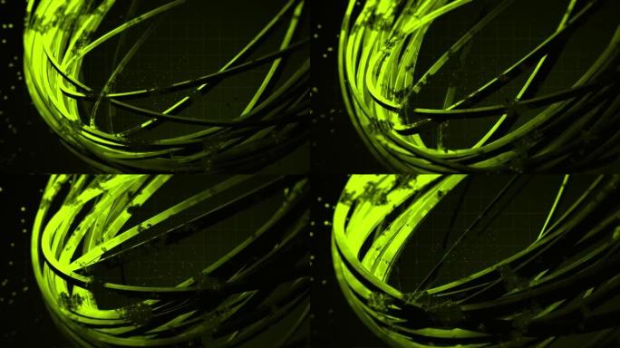 绿色技术抽象时尚现代插图3d渲染背景。生锈的皮疹铁几何形状。股票视频...