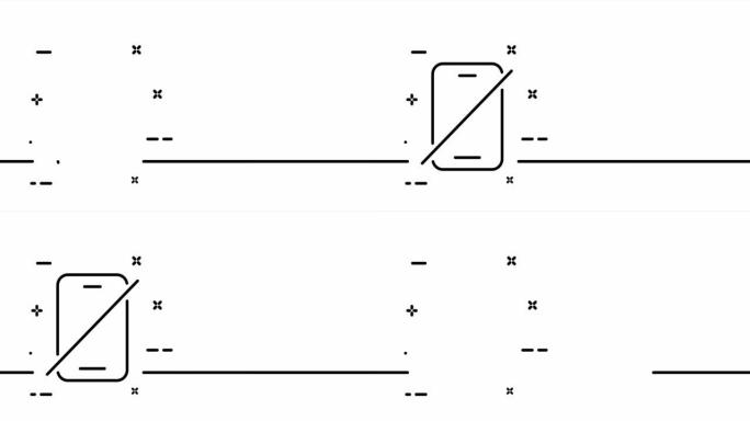 交叉电话。静音模式，在飞机上，通话，对话，联系我们，安静，振动，通信，连接。一个线条画动画。运动设计
