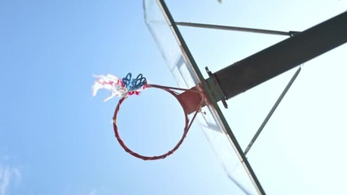 篮球架从低角度与360 ° 滚动效果。
