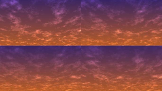 4k视频循环素材，云层在日落的天空中从下到上缓慢流动。