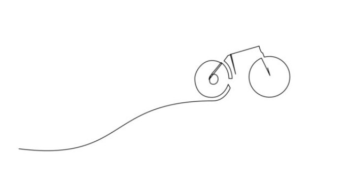 单线自画动画绘制山地比赛自行车标志。全长一行动画插图。