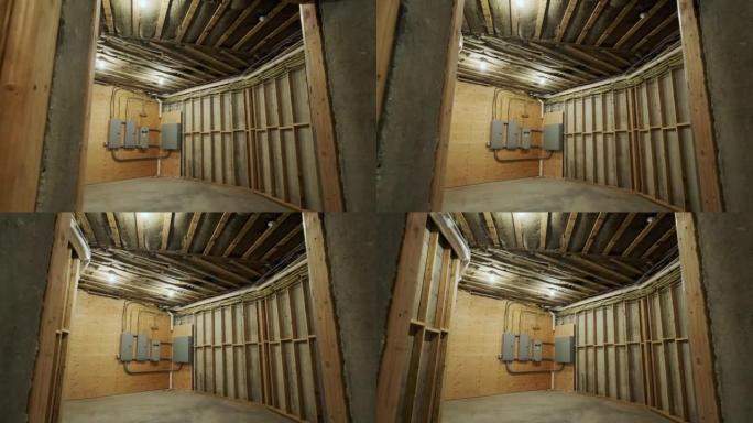 新木制住宅建筑中的带断路器面板的房间