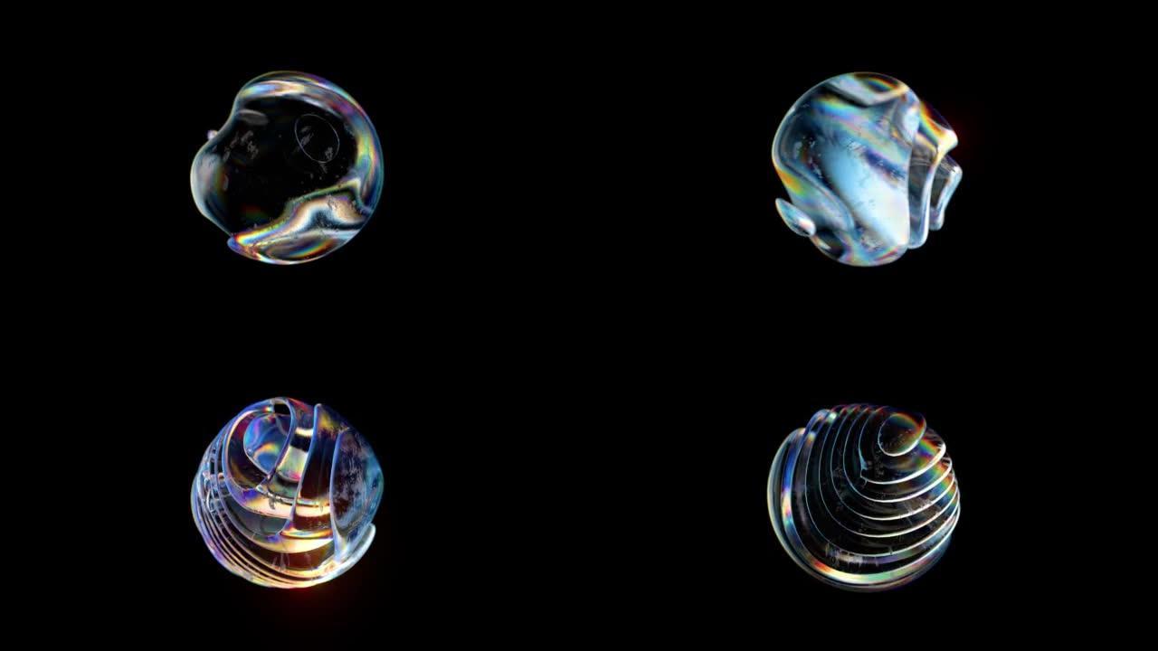 抽象液体玻璃形状动画循环