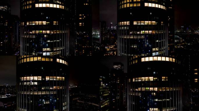 后海金融总部国家华润大厦夜景航拍近景