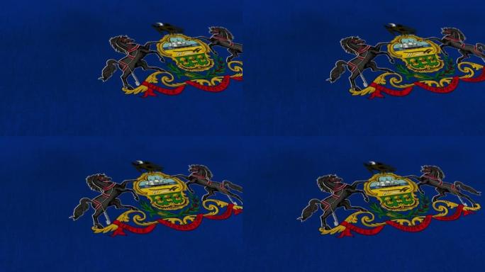 动画宾夕法尼亚州国旗动画库存视频纹理3d渲染-高度详细的织物图案