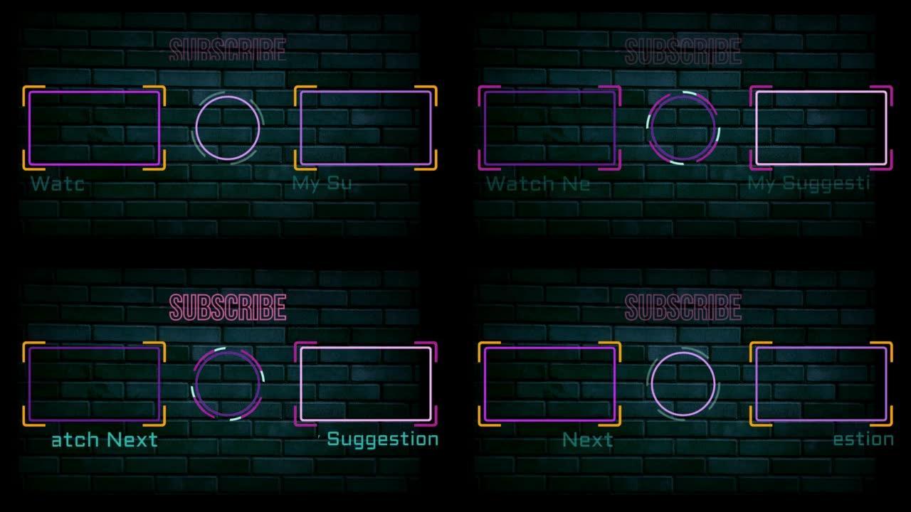 动画霓虹灯端屏幕。视频模板设计。模型1