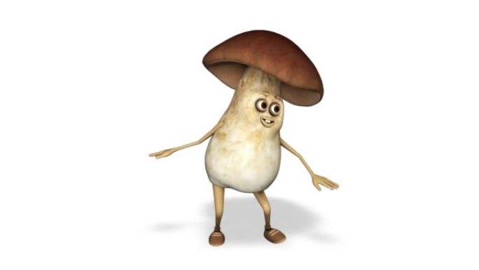 蘑菇跳舞快乐循环白色背景