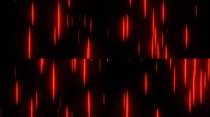 黑色背景上的抽象速度红色线条下降。3d运动图形