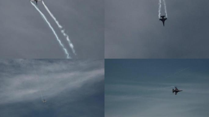 F-16战斗机飞过天空