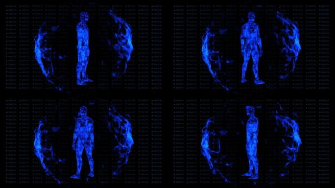 3d人体，带有信息图表动画数据的未来医学扫描，诊断计算机概念，医学研究显示