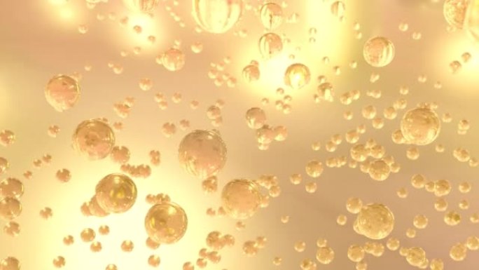 水中各种金气泡的美丽宏观镜头。
