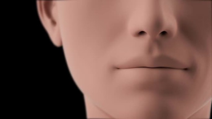 3D动画脸部特写修复皮肤污垢去除效果。深层清洁皮肤。皮肤毛孔。痤疮清洗。皮肤毛孔清洁透明背景
