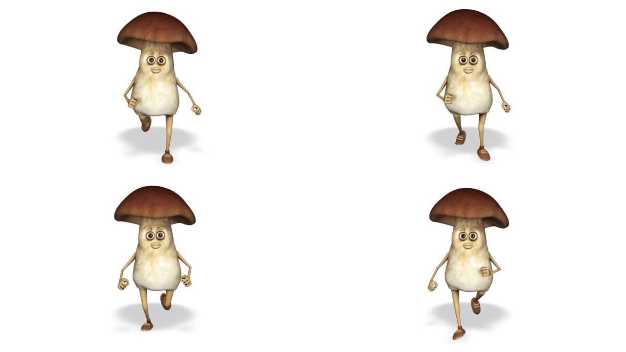 蘑菇奔跑循环白色背景