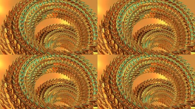 黄绿色蛇体移动特写3D 4k可循环动画