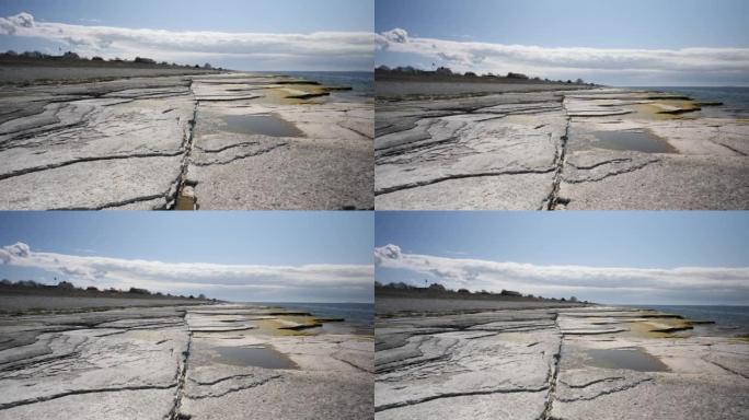 瑞典奥兰岛海王星田野惊人的平坦石灰岩形成