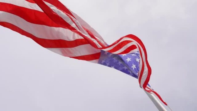 慢动作和特写的美国国旗，美国