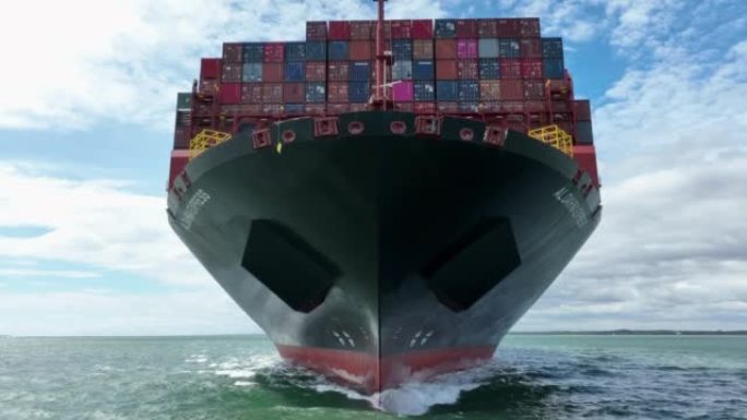 Ship Carrying Thousands of Containers Transporting