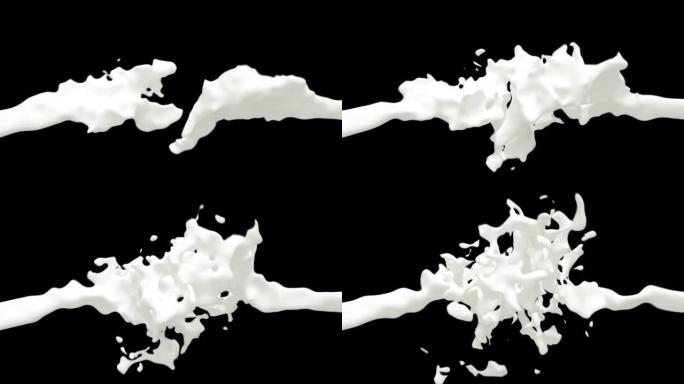 牛奶液体飞溅3D动画透明背景