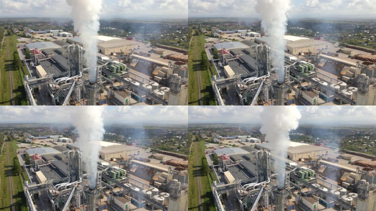 高炼油厂制造结构的油气精炼石化厂鸟瞰图。全球生产和制造概念