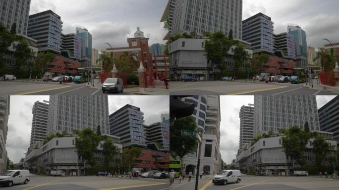 新加坡城市日时间中区交通街慢动作全景4k
