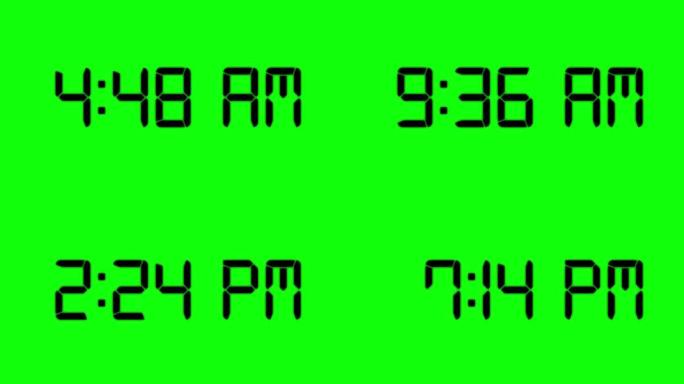 数字时钟计数、数字计数动画、计时符号和倒计时、闹钟计时器或手表计时器、叠加阿尔法分层和色度键控背景股