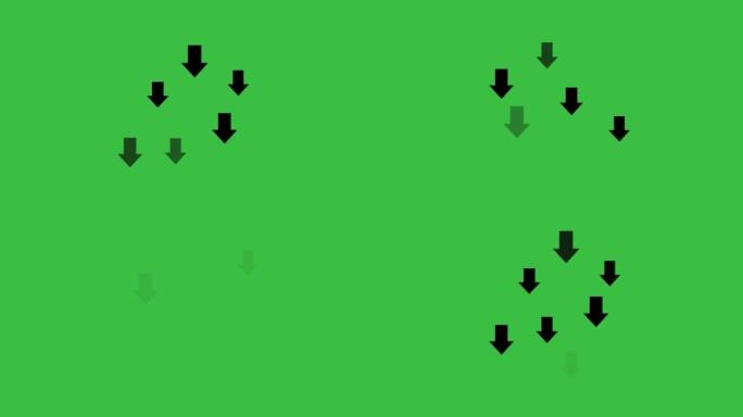 指向绿色背景动画的方向箭头符号。