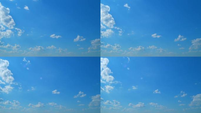 柔和的白云。乌云在深蓝色的天空中形成。蓝天白云。时间流逝。