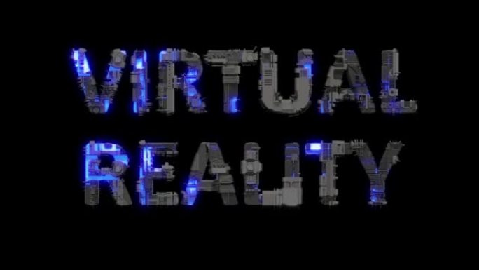 废金属网络朋克文本虚拟现实，带电灯和动画表面，孤立循环视频