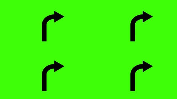 箭头标志。绿色背景。交通标志。股票视频。右。左。掉头。凹凸标志。找路。霍恩。汽车喇叭禁止标志。转弯标