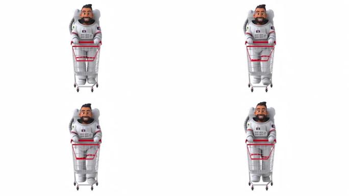 有趣的亚洲宇航员3D卡通动画