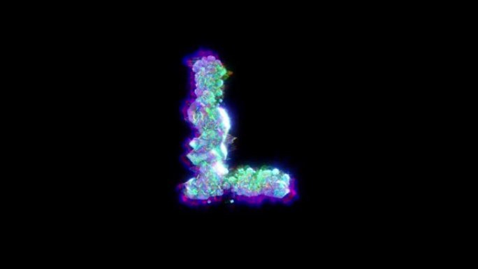 色差控制论晶体的字母L-分色字体，孤立循环视频