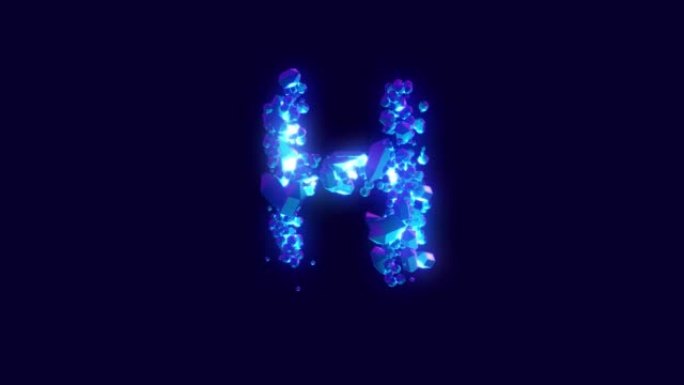 神奇的蓝色钻石或冰字体-字母H，孤立循环视频