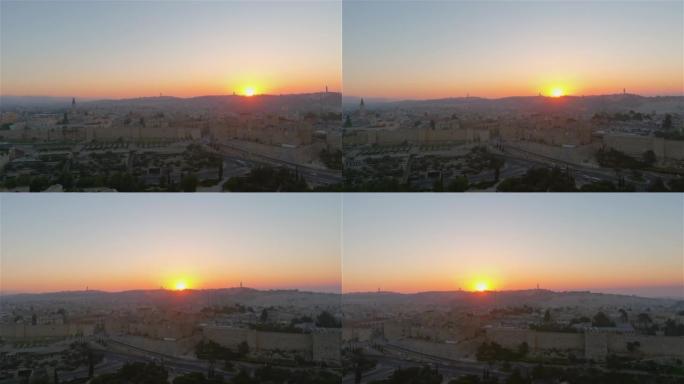 以色列耶路撒冷旧城的日落