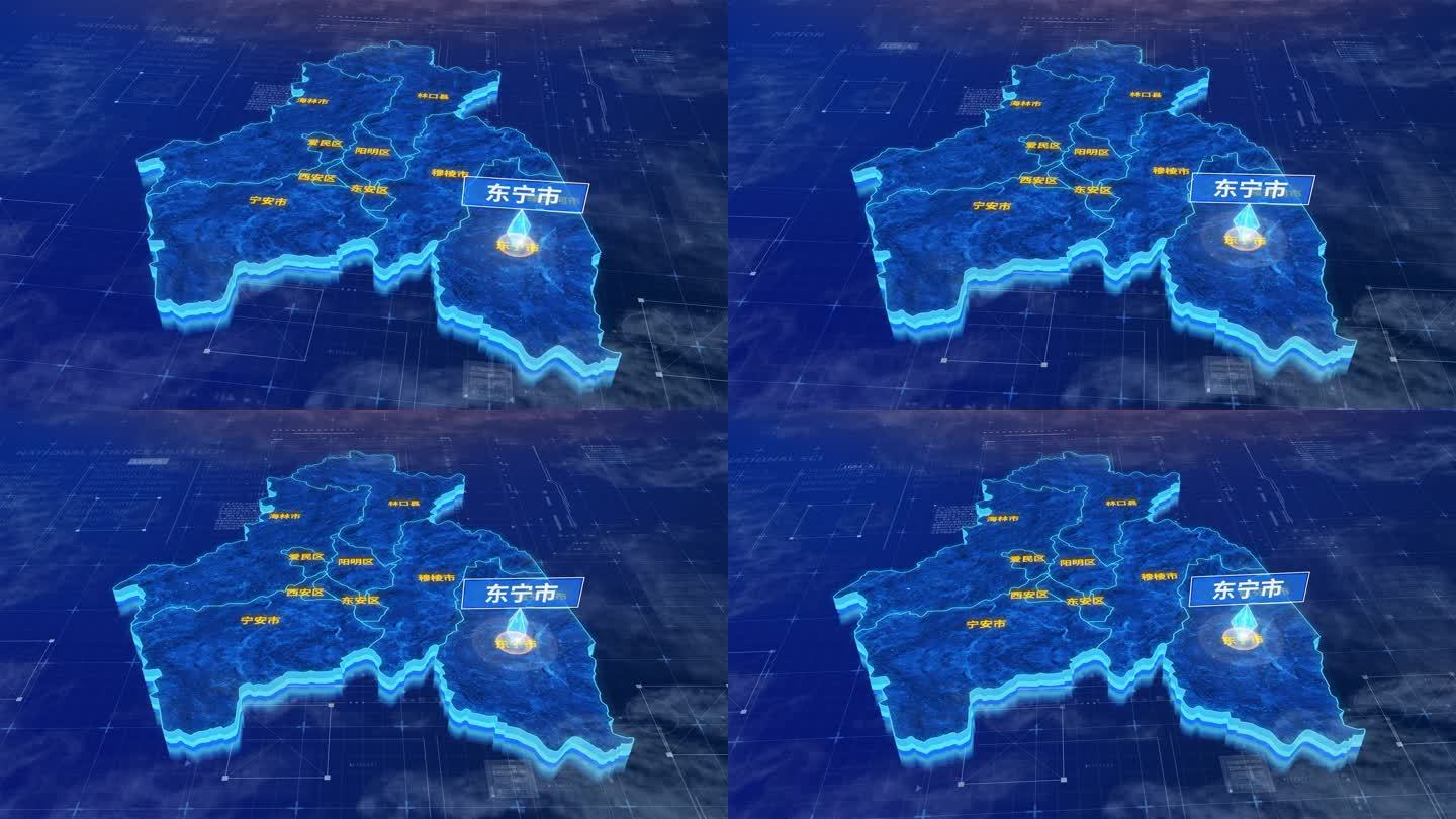牡丹江市东宁市蓝色三维科技区位地图