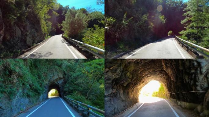 驾车穿越山路和隧道