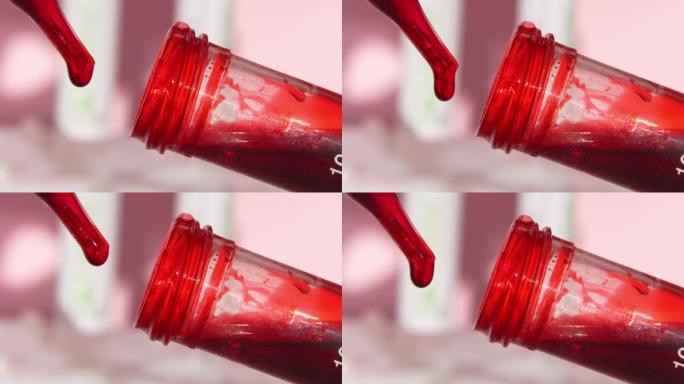 一滴血从移液器上滴下来。使用龙血对面部皮肤进行美容。护肤的概念，天然化妆品。