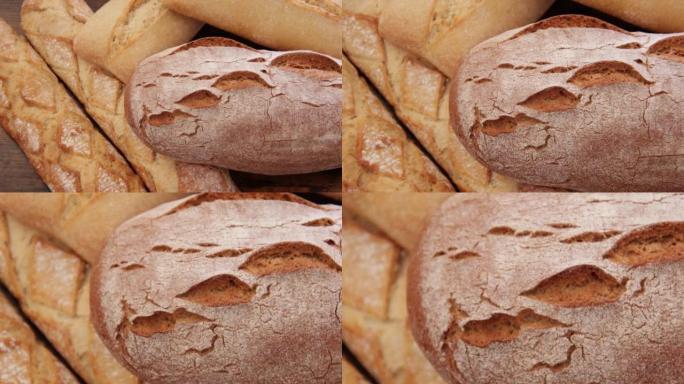特写的法国面包法棍面包